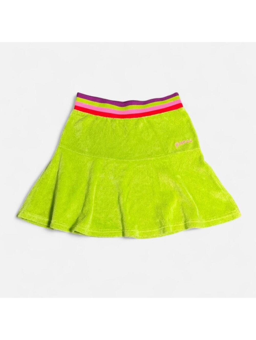 Rare Y2K Guess Jeans Girls Medium 7/8 Neon Lime Terry Mini Skirt